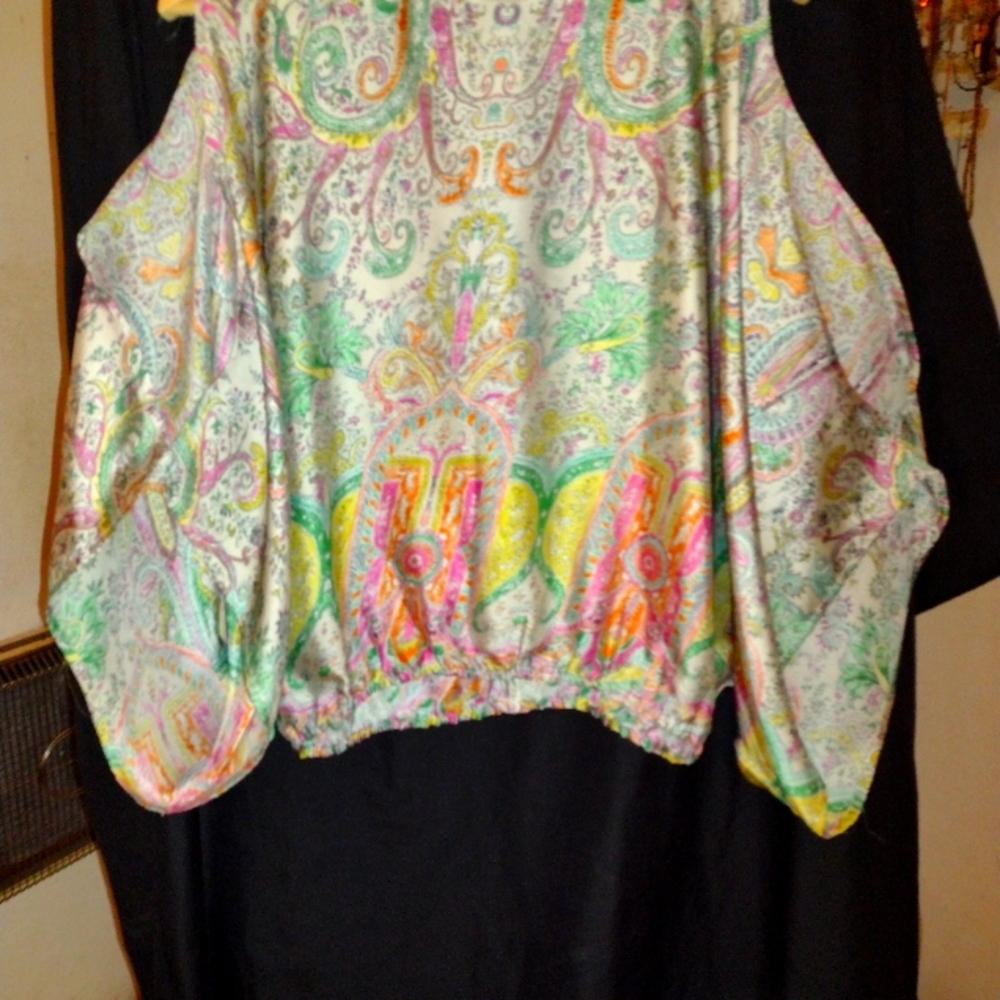 Lucy Paris slit sleeves tied neck elastic waistband open back too